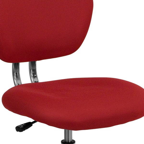 Mid-Back Red Mesh Padded Swivel Task Chair with Chrome Base