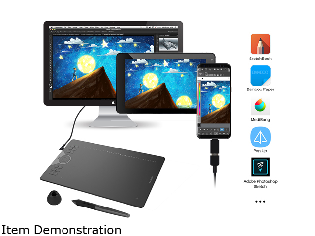 Huion HS610 Graphics Drawing Tablet with Touch Ring and 28 Express Keys, Battery-Free Stylus, 8192 Pressure Sensitivity, Compatible with Mac, PC or Android Mobile