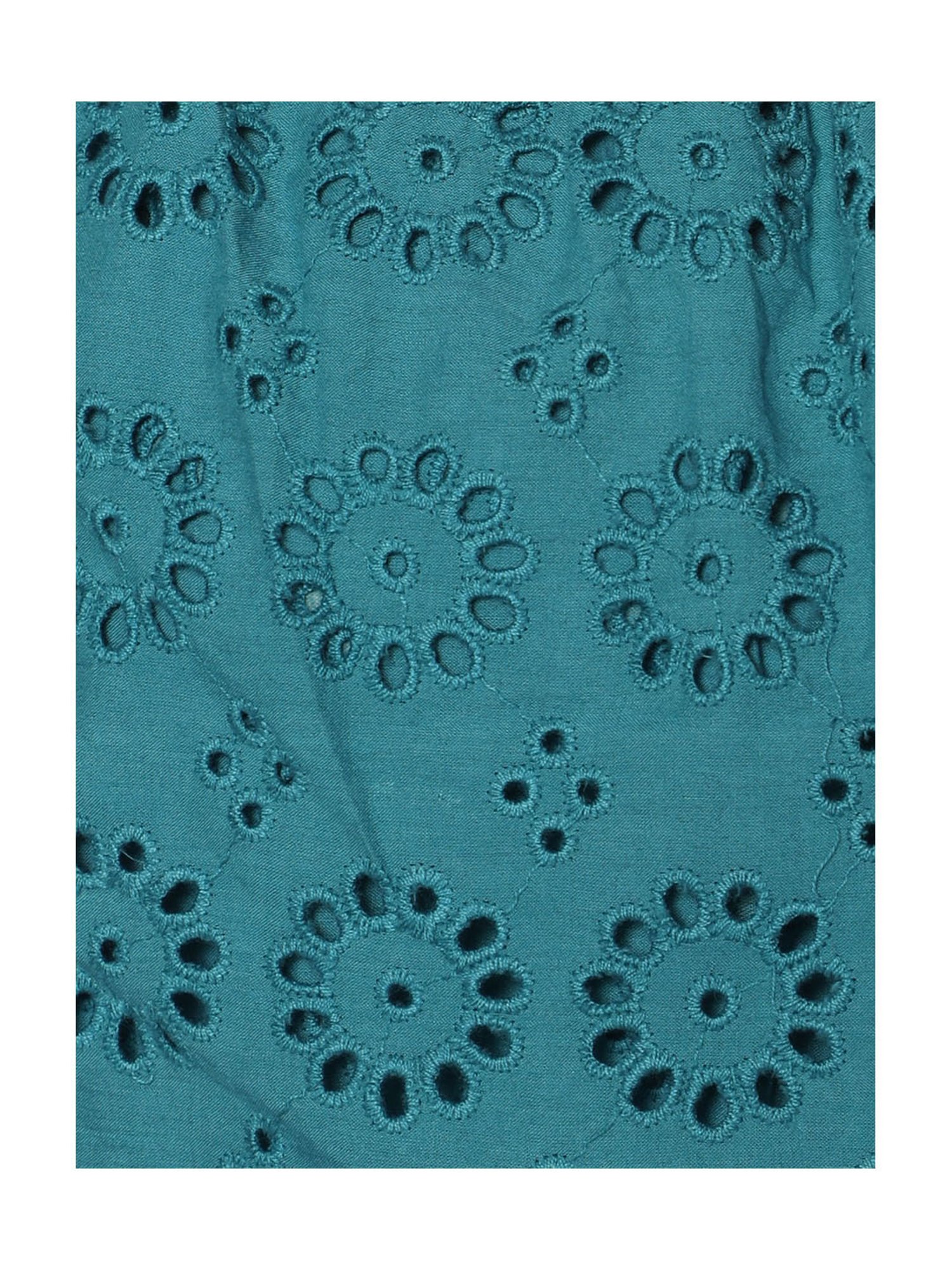 TeenTrums Girls Teal Self Design Dress