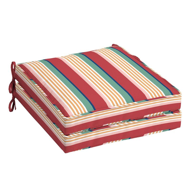2pk Keeley Stripe Outdoor Seat Cushions Red - Arden Selections