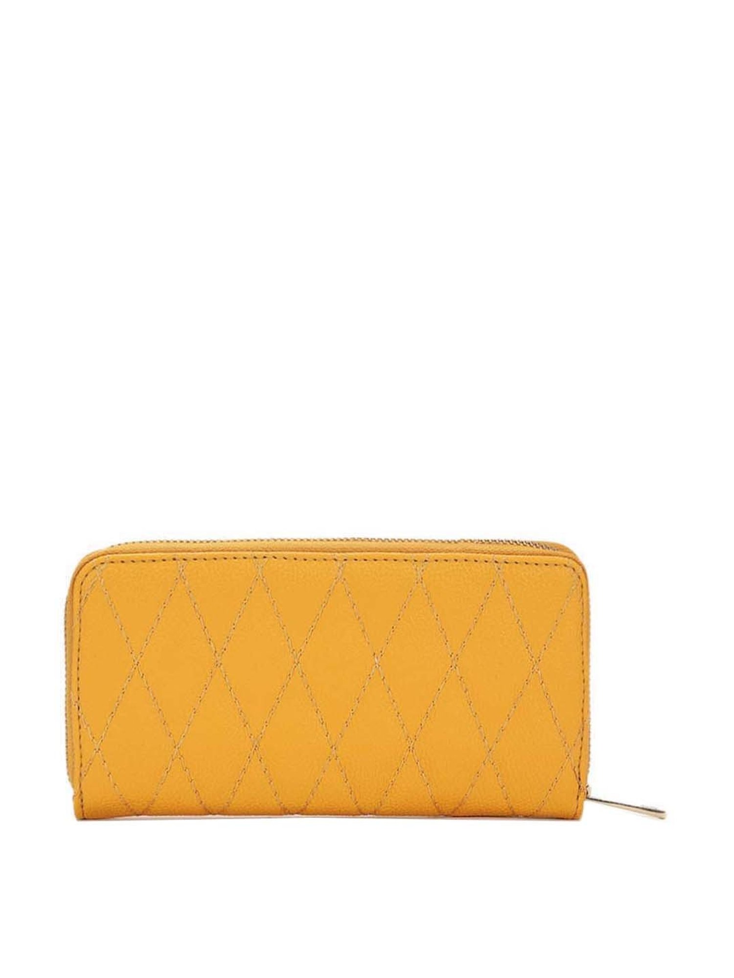 KLEIO Mustard Quilted Zip Around Wallet for Women