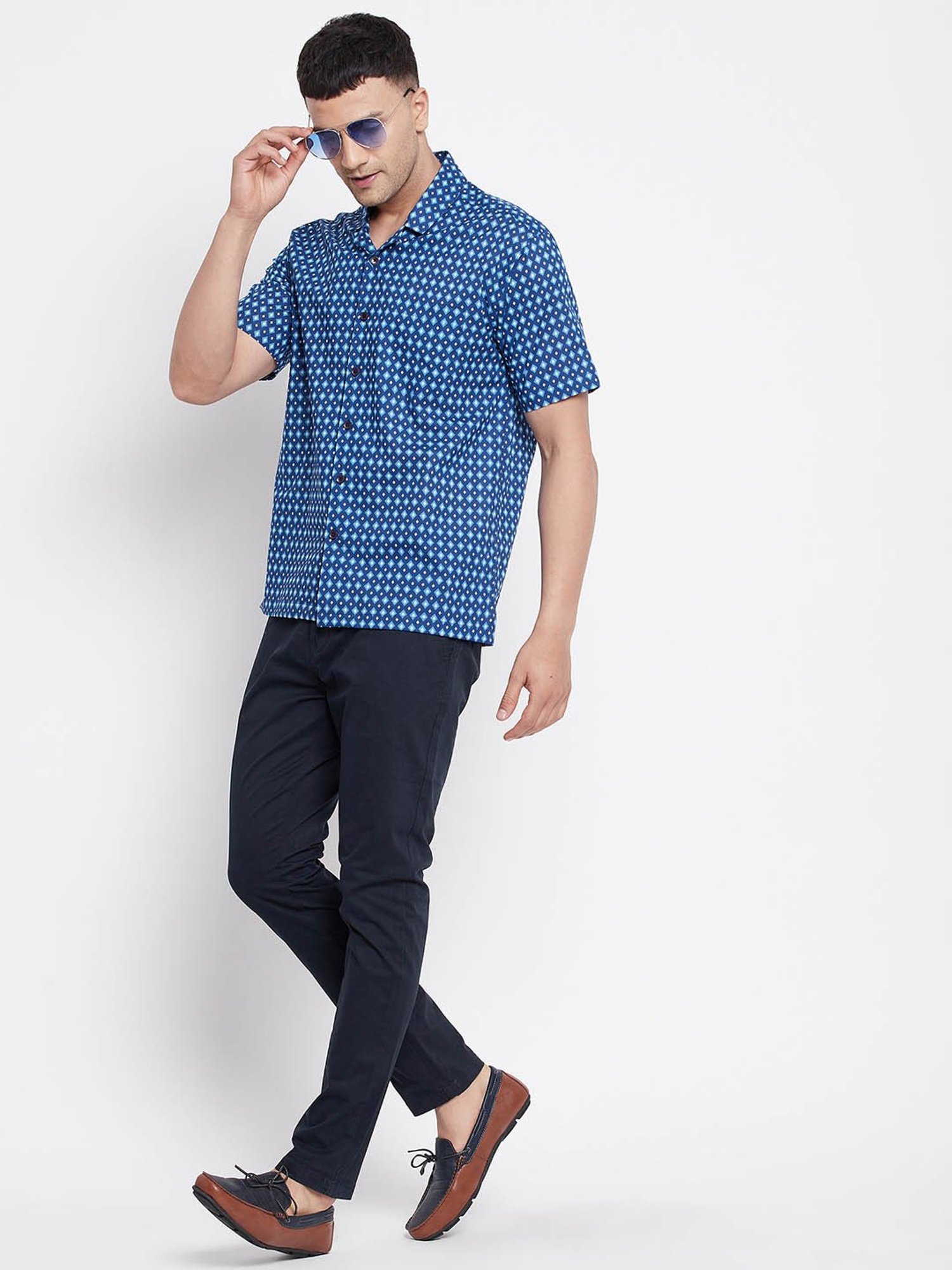 Even Blue Regular Fit Printed Shirt