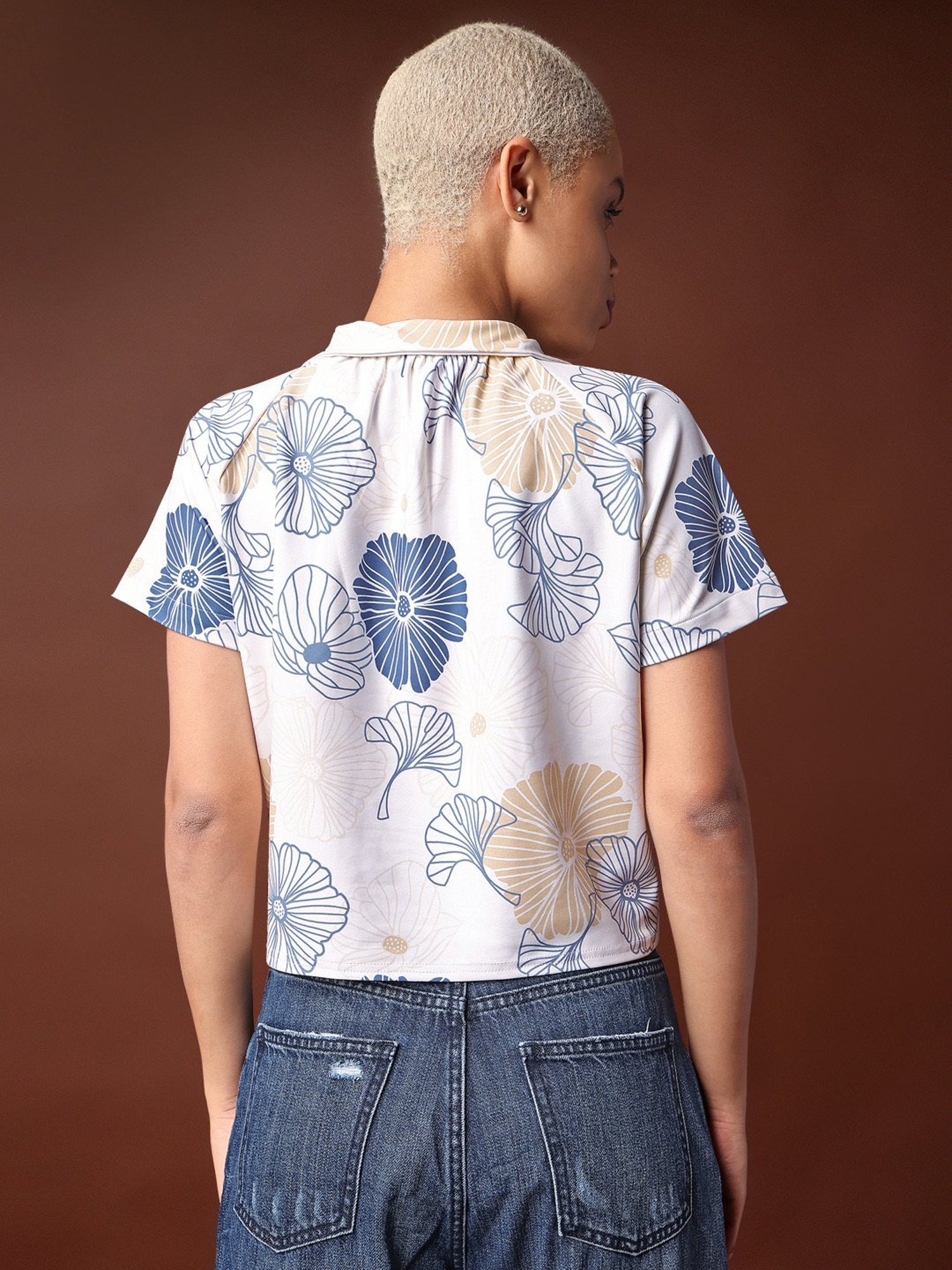 PURVAJA Off White Printed Top