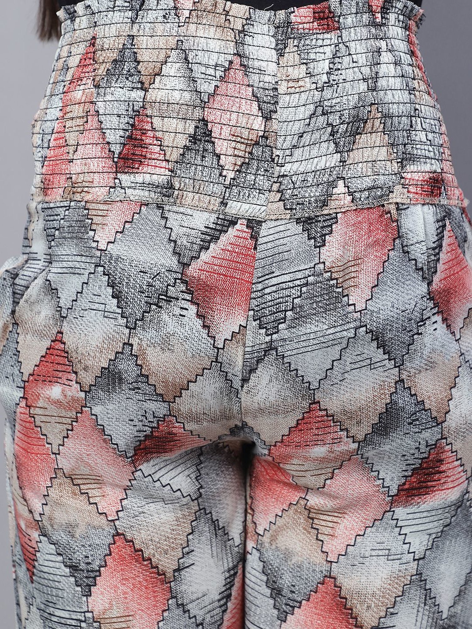 Moms Maternity Grey Printed Trousers