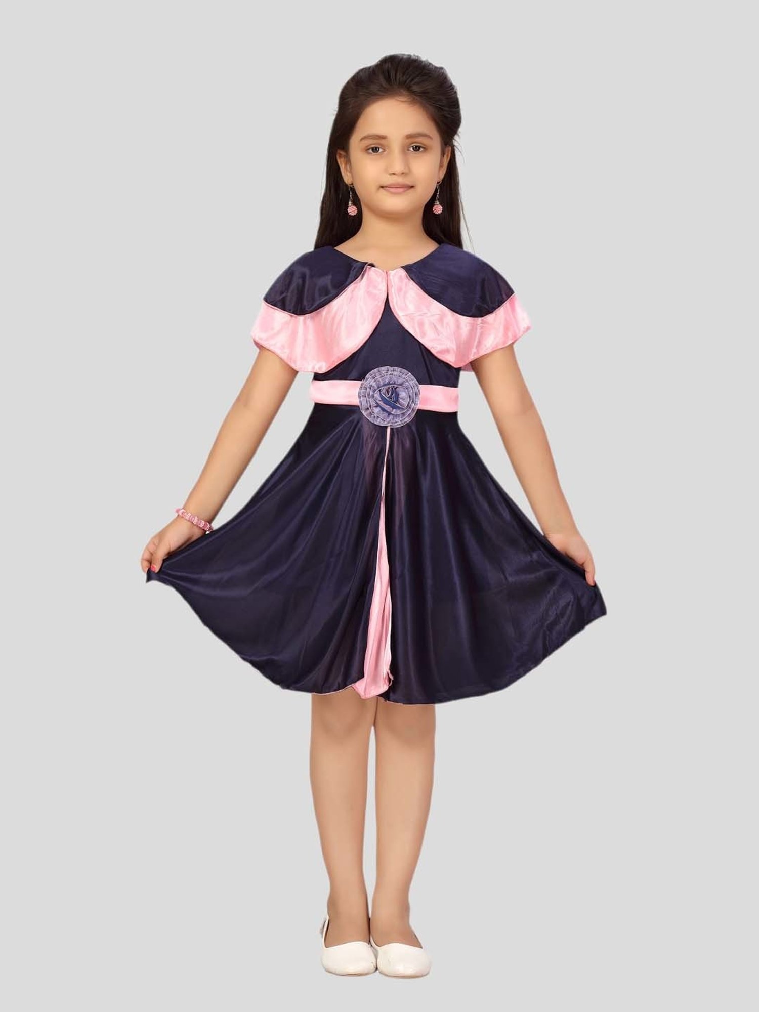 Aarika Kids Blue & Pink Applique Frock Dress