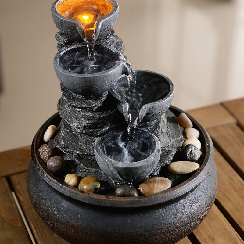 5.9" Tabletop Fountain with LED Light Gray- Peaktop