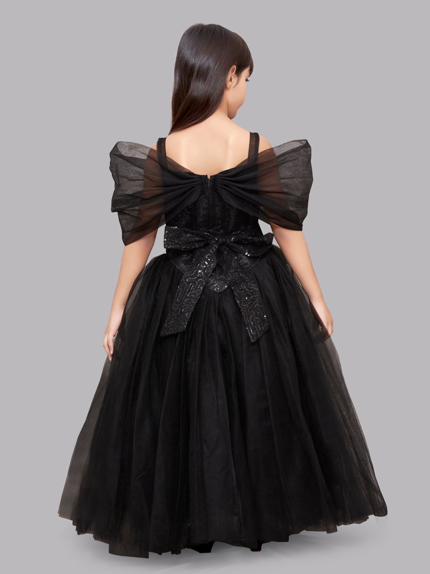 Pink Chick Kids Black Embellished Gown