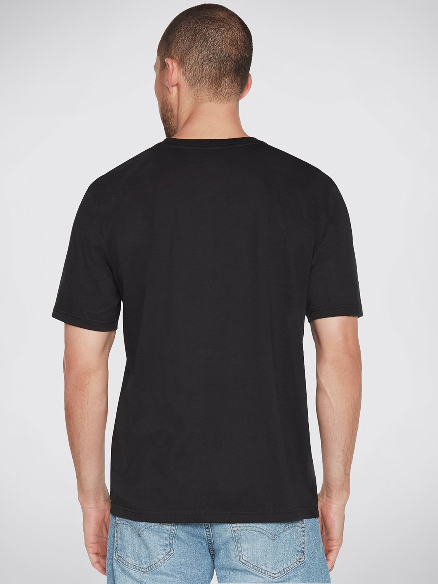 Skechers Black Relaxed Fit Printed Crew T-Shirt