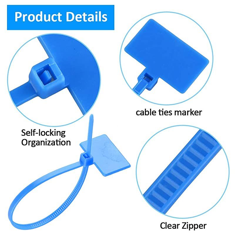 160 Pieces Zip Tie Tags Colorful Zip Tie Labels in 4/6 Inches Self Locking Cable Tie Marker with 288 Pcs White Labels and 3 Pcs Marker
