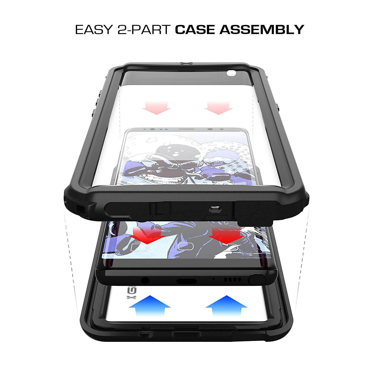 Ghostek Nautical Galaxy S9 Plus Waterproof Case with Screen Protector Slim Extreme Heavy Duty Protection Tough Shockproof Full Body Underwater Watertight Seal for 2018 Galaxy S9+ (6.2 Inch) - (Black)