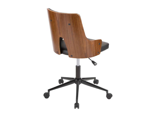 Stella Mid-Century Modern Office Chair in Walnut Wood and Black Faux Leather by LumiSource