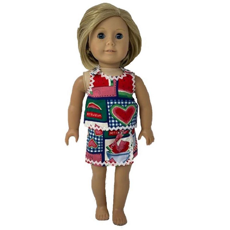 The Queen's Treasures Little House on the Prairie Green Calico Dress, Bonnet & Apron for 18" American Girl Dolls