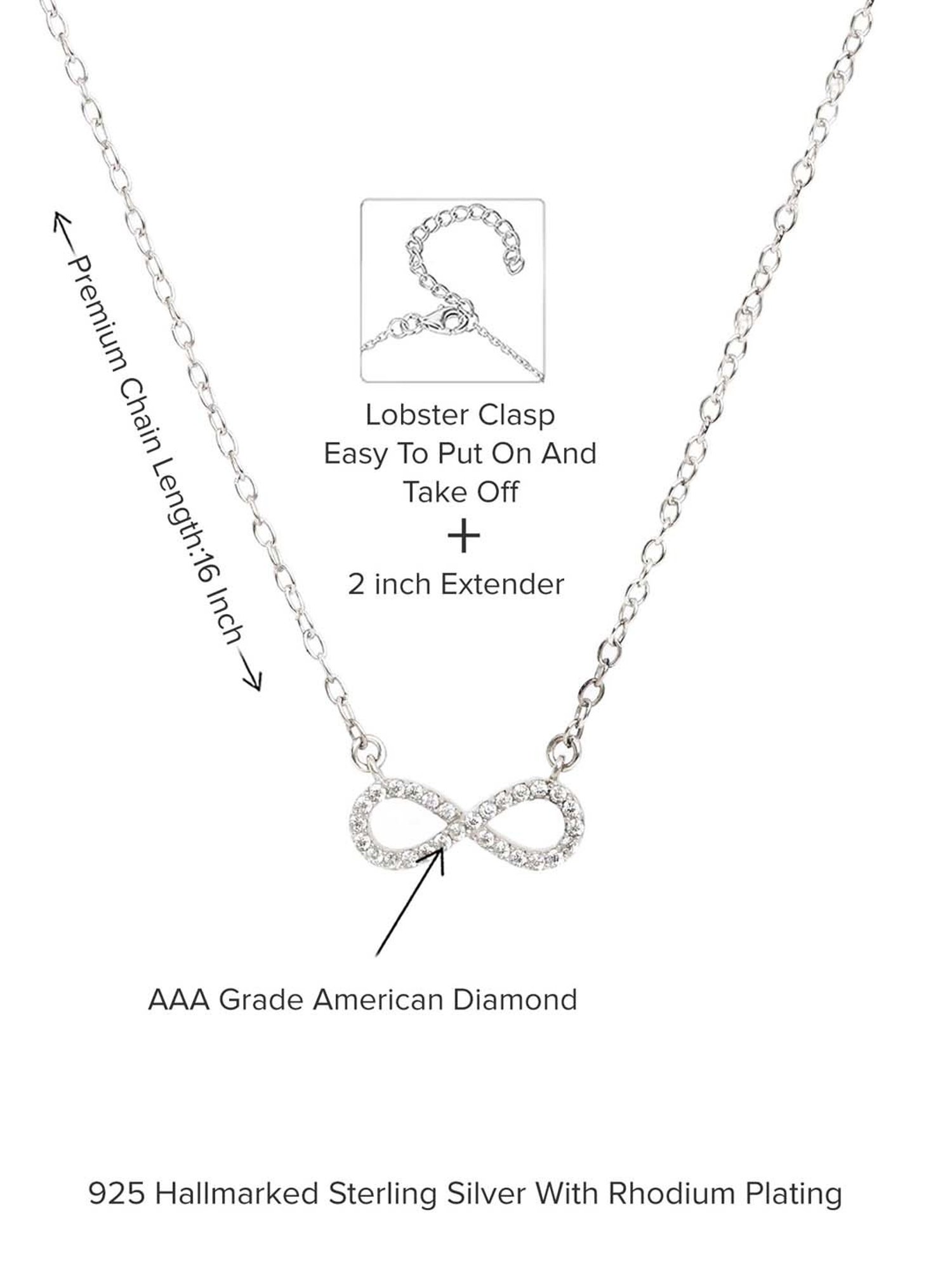 Ornate Jewels 92.5 Sterling Silver Infinity Necklace for Women