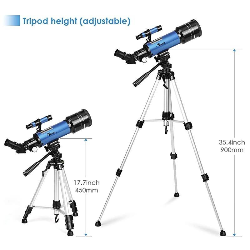 Telescope 70mm Aperture 400mm AZ Mount Astronomical Refracting Telescope Adjustable177In354In Portable Travel Telescopes with Backpack Phone Adapter