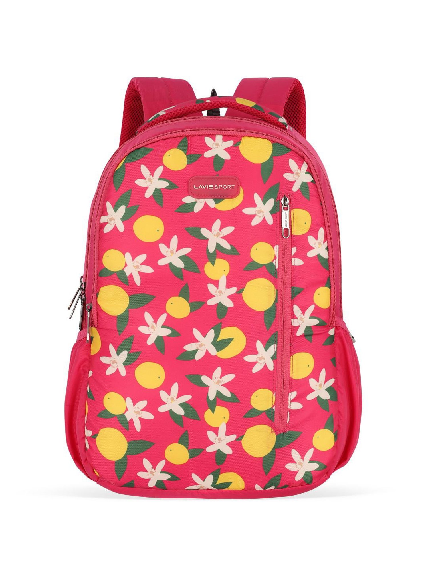 Lavie Sport Lime 26L Floral Printed School Backpack for Girls (Magenta)