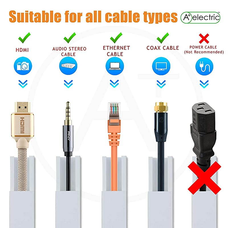 Electric Cord Cover Cable Raceway Cable Concealer Cord Management Kit Wire Cord Hider for 1 Cable Organizer On Wall Paintable Self Adhesive Channel 15x10 mm Total Length 235 Inches