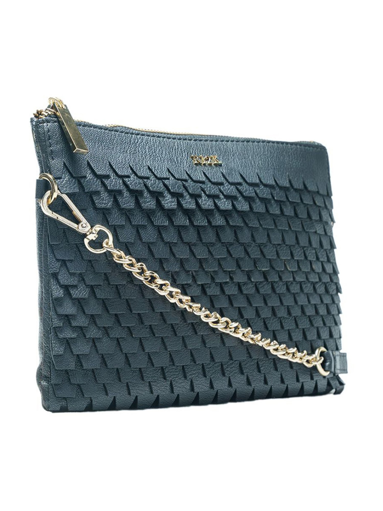 RI2K London Blue Leather Medium Textured Cross Body Bag