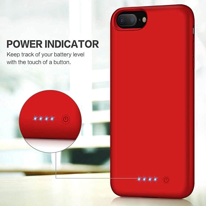 Case for iPhone 8plus/7plus/6 Plus/6s Plus, Upgraded [8500mAh] Protective Portable Charging Case Rechargeable Extended Pack for Apple iPhone 8plus/7plus/6 Plus/6s Plus(5.5') - Red