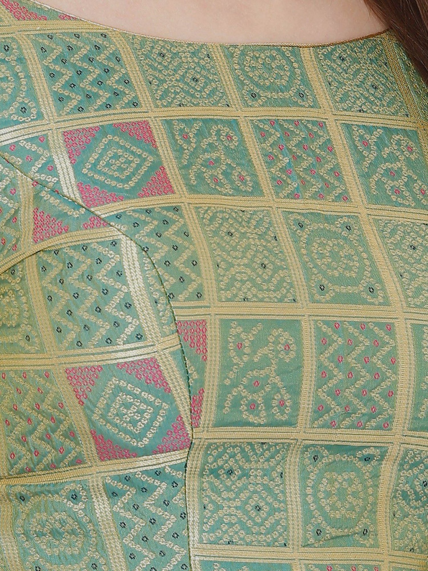 Salwar Studio Rama Green Woven Pattern Blouse