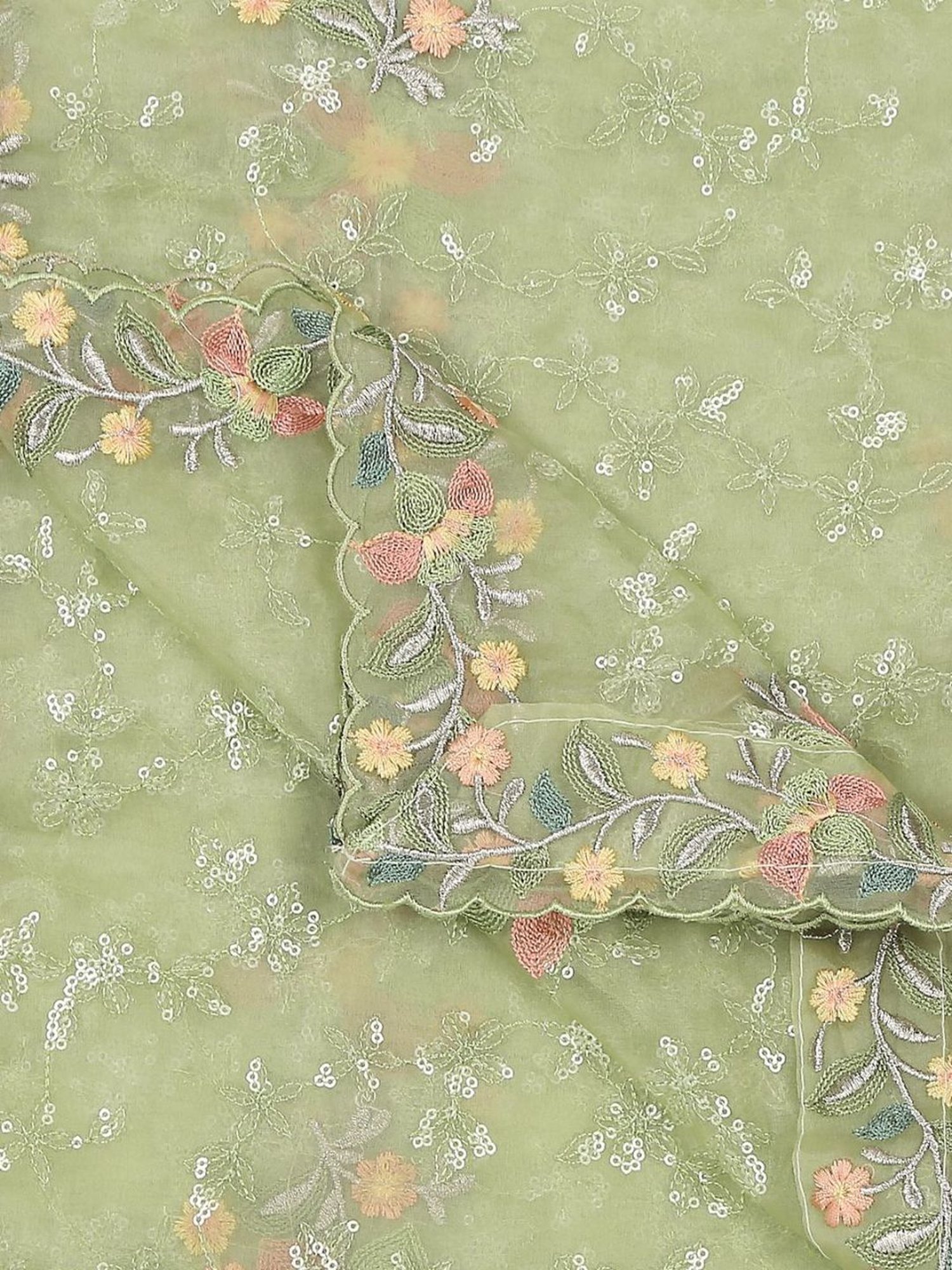 Dupatta Bazaar Pastel Green Embroidered Dupatta