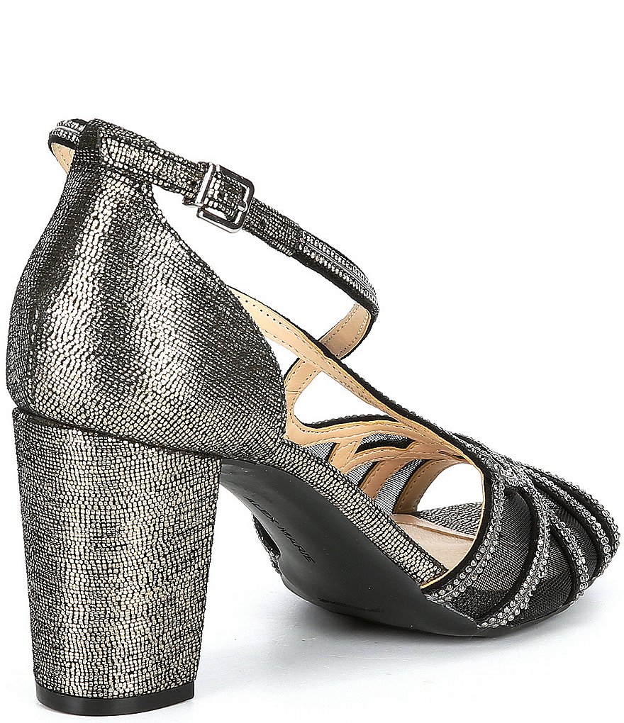 Alex Marie Hashleigh Metallic Mesh Jeweled Dress Sandals