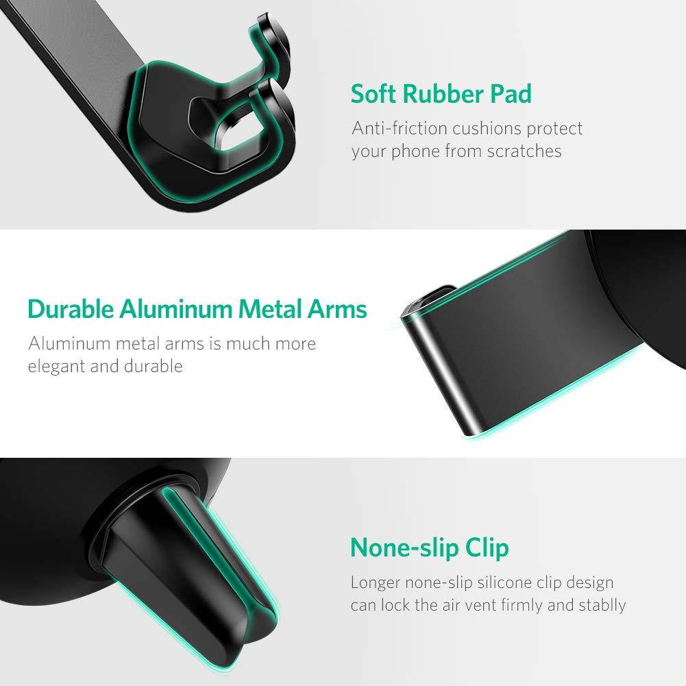 UGREEN Car Air Vent Mount Cell Phone Holder Gravity Compatible for iPhone Xs X XR 6S 7 Plus 8 5S 6, Samsung Galaxy S9 S7 Edge S8 S6, Google Pixel 2 XL, LG G6 Smartphone (Black)