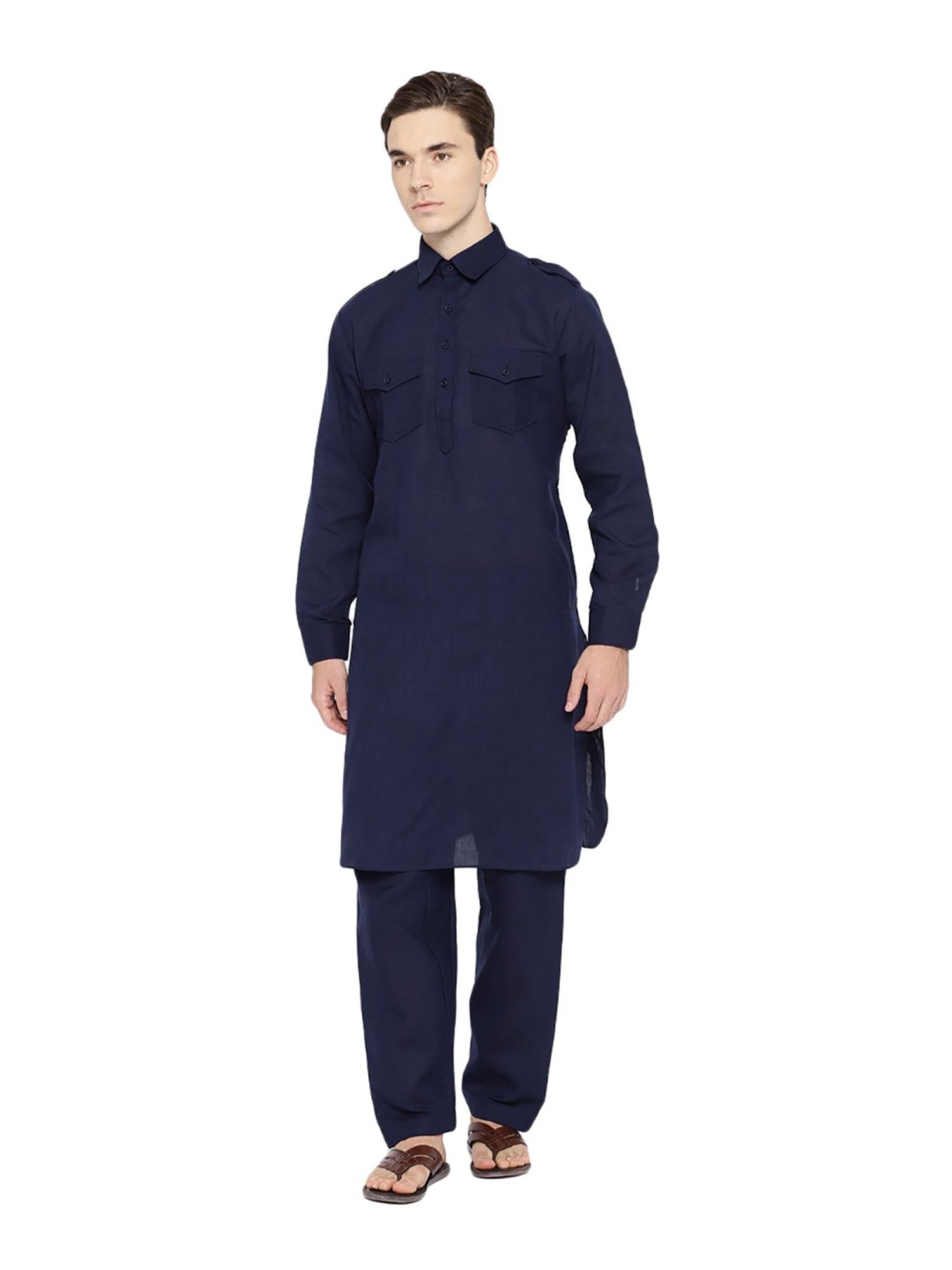 SG LEMAN Navy Kurta Bottom Set