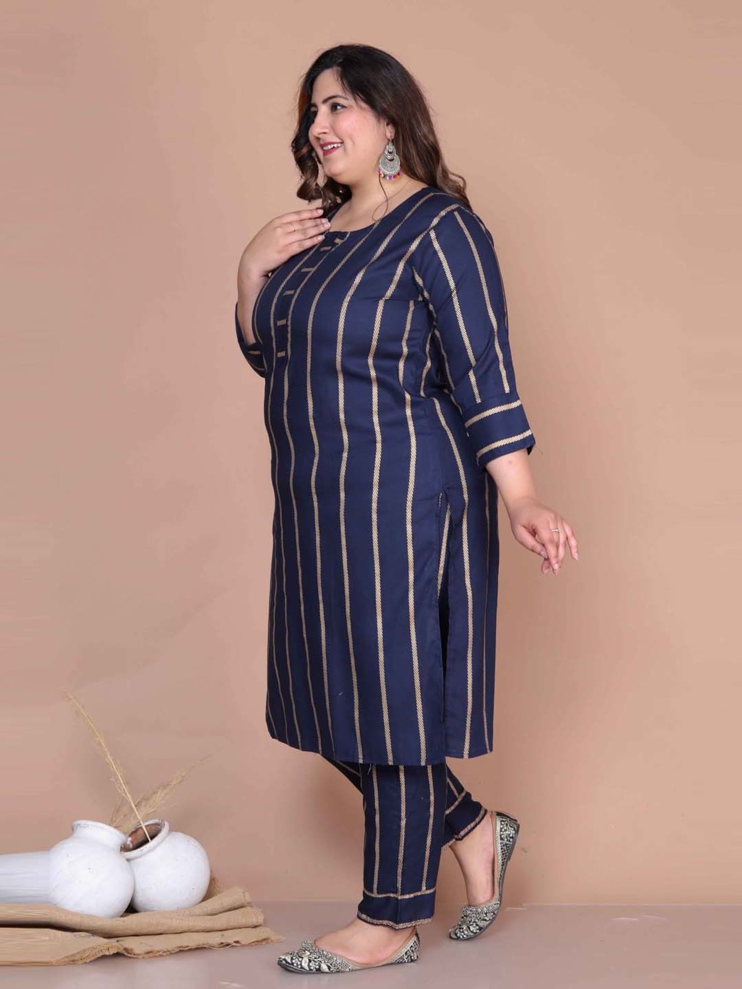 Miravan Blue Printed Kurta Pant Set