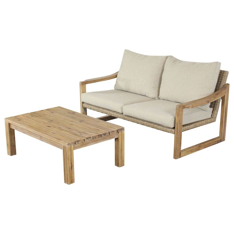 Woodfield 4pc Loveseat Seating Group - Natural - Courtyard Casual