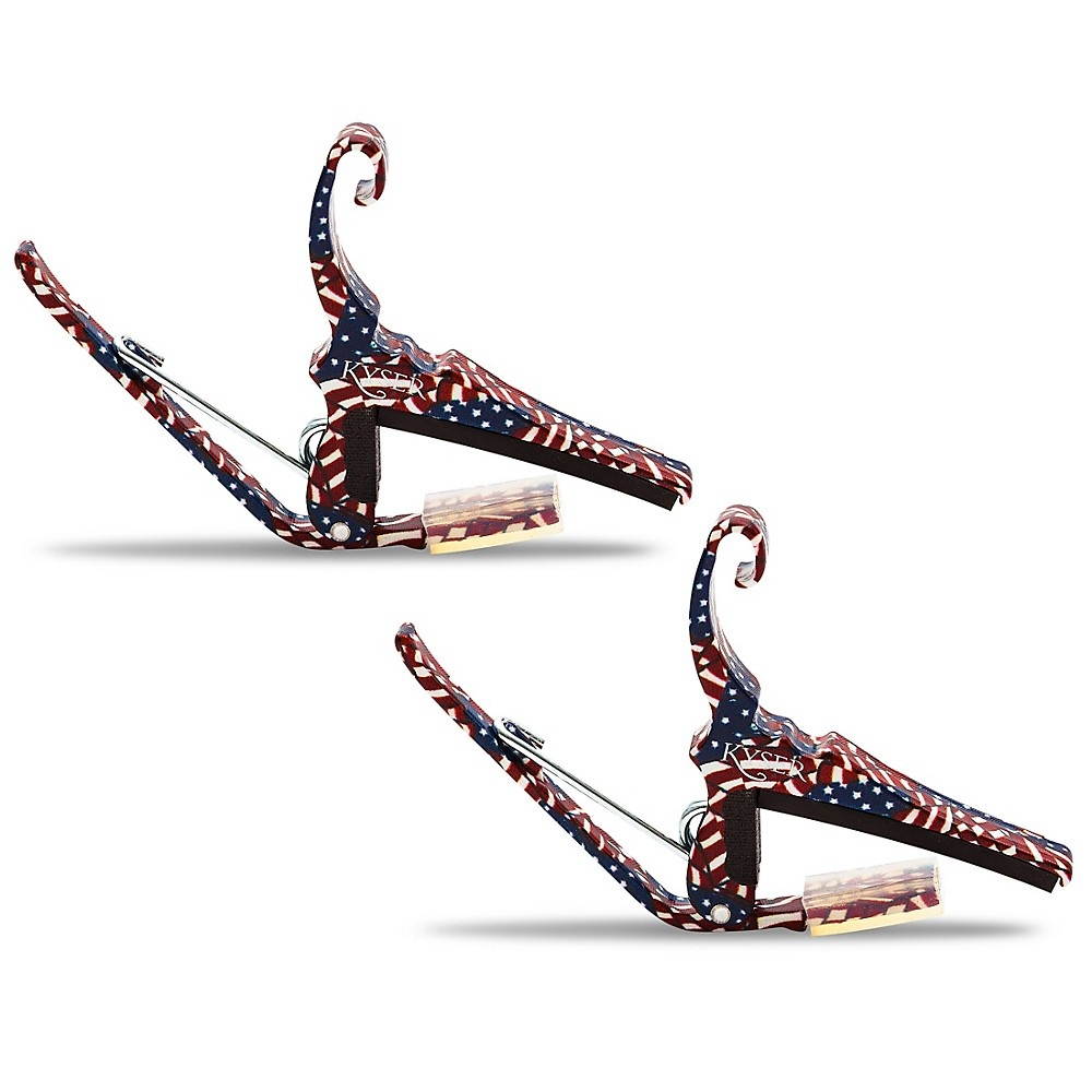 Kyser Quick-Change Capo 2-Pack for 6-String Acoustic Guitar Red/White/Blue