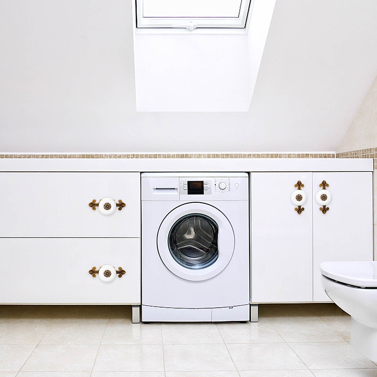 2Pcs Zinc Alloy Cabinet Pull Bar Ceramic Drawer Knob Furniture Handle Hand Grip Assorted Color