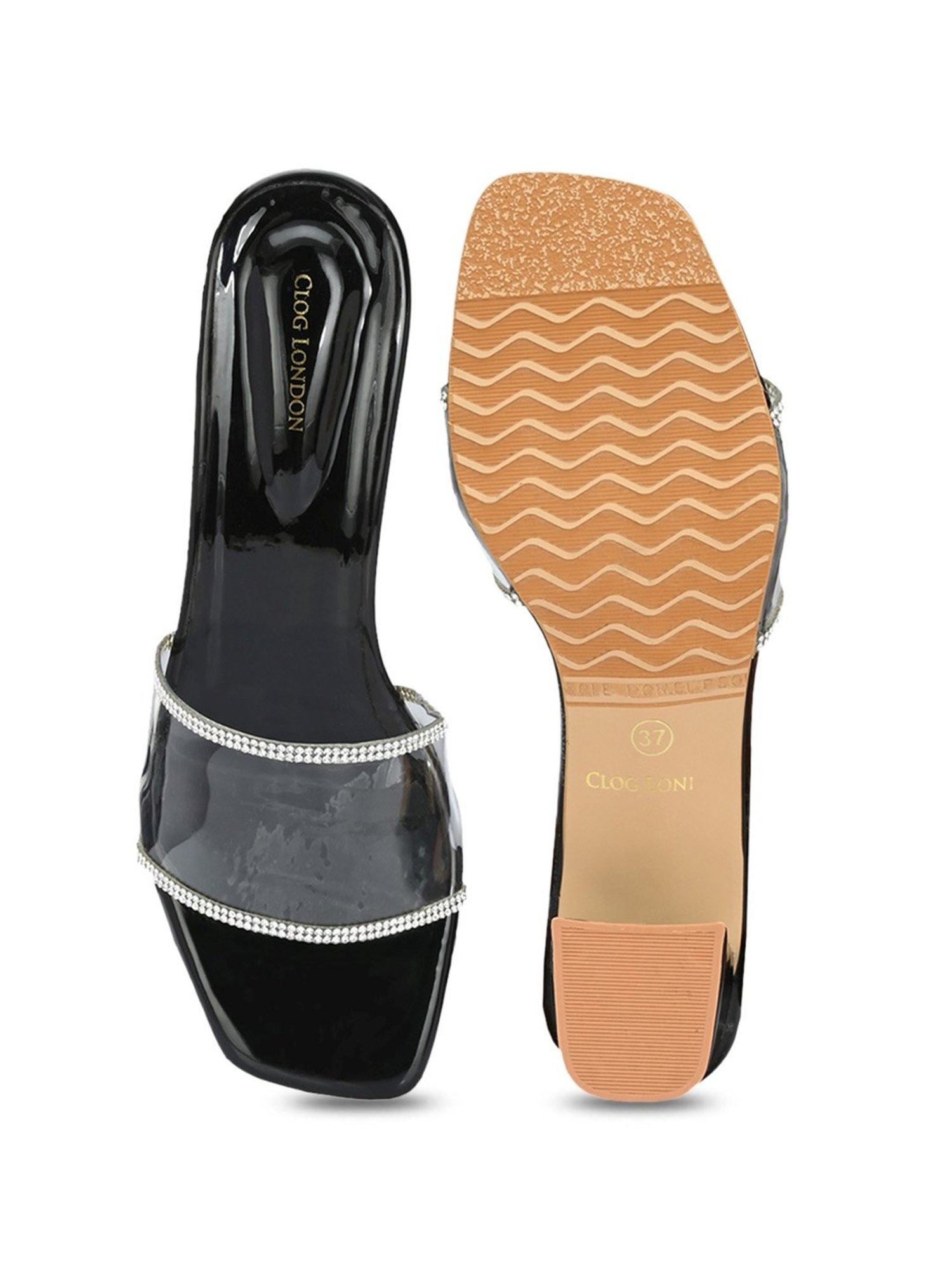 Clog London Women's Black Casual Sandals