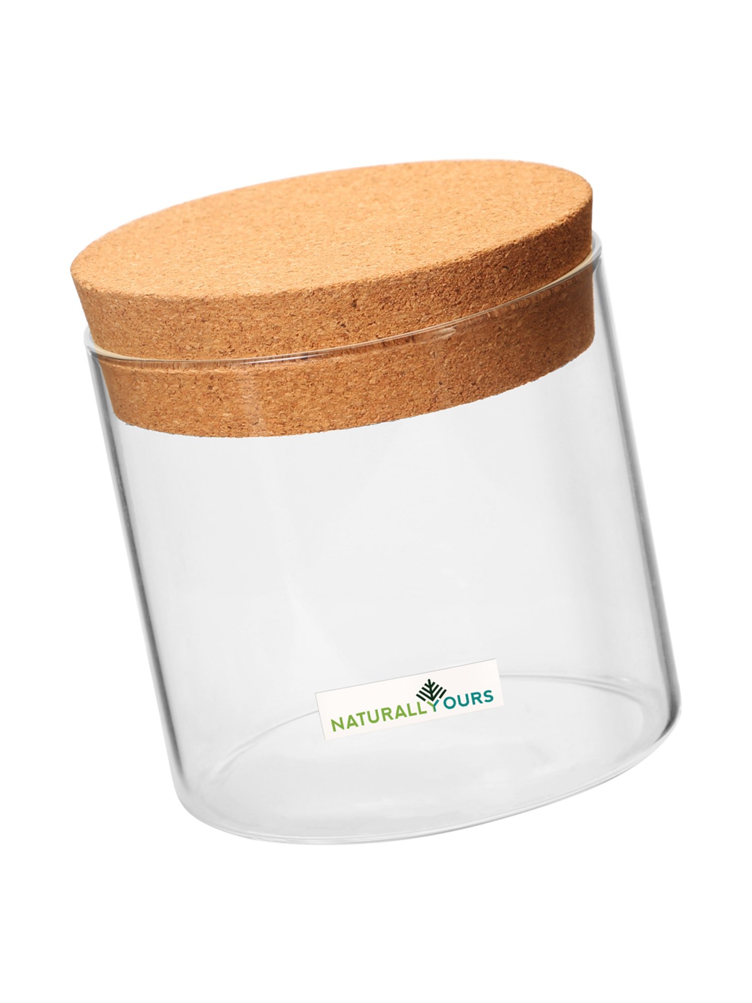 NATURALLYOURS Borosilicate Transparent Glass Storage Jars With Cork Lid -630 ml