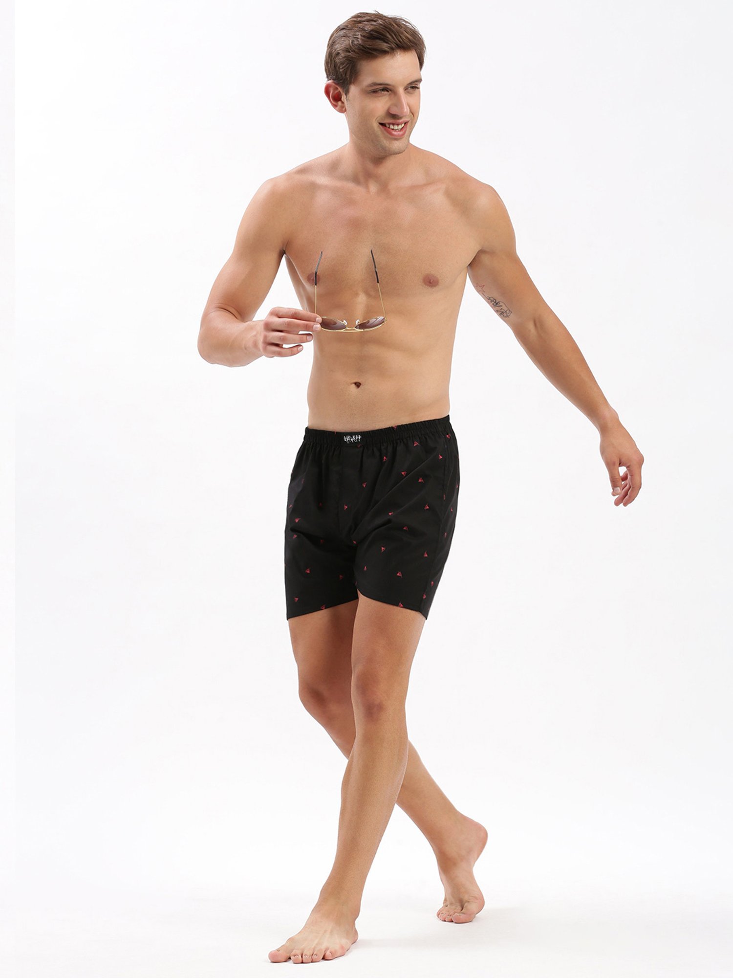 SHOWOFF Black Slim Fit Printed Cotton Boxers
