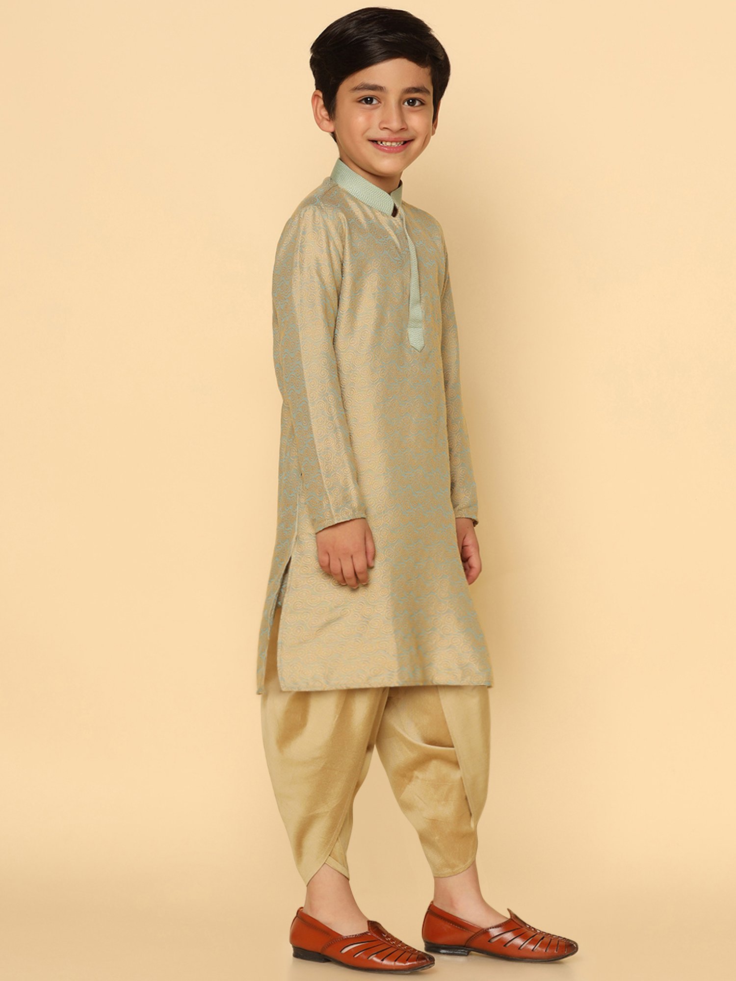 KISAH Kids Multicolor Printed Full Sleeves Kurta with Dhoti