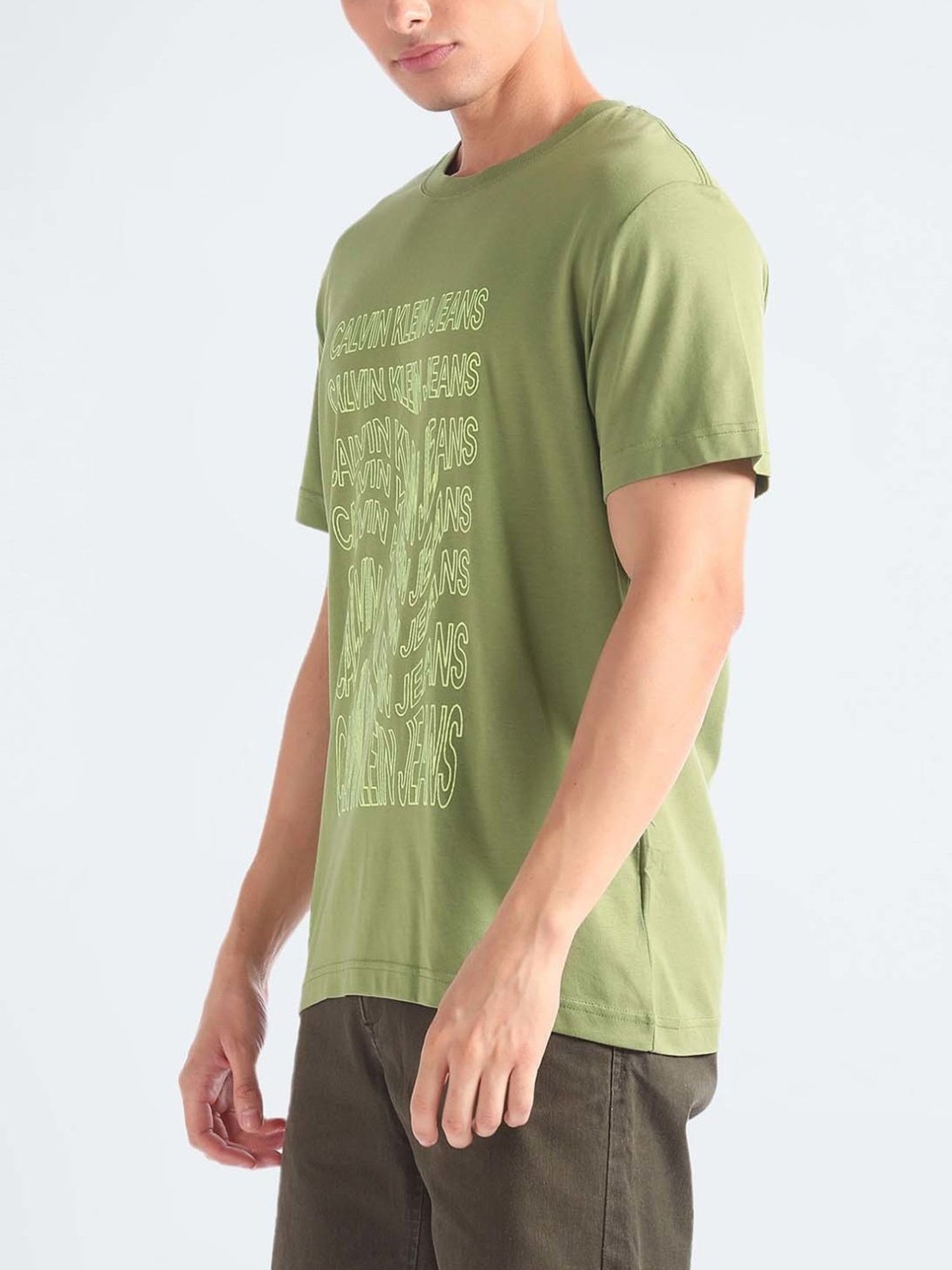 Calvin Klein Jeans Dark Juniper Printed Regular Fit T-Shirt