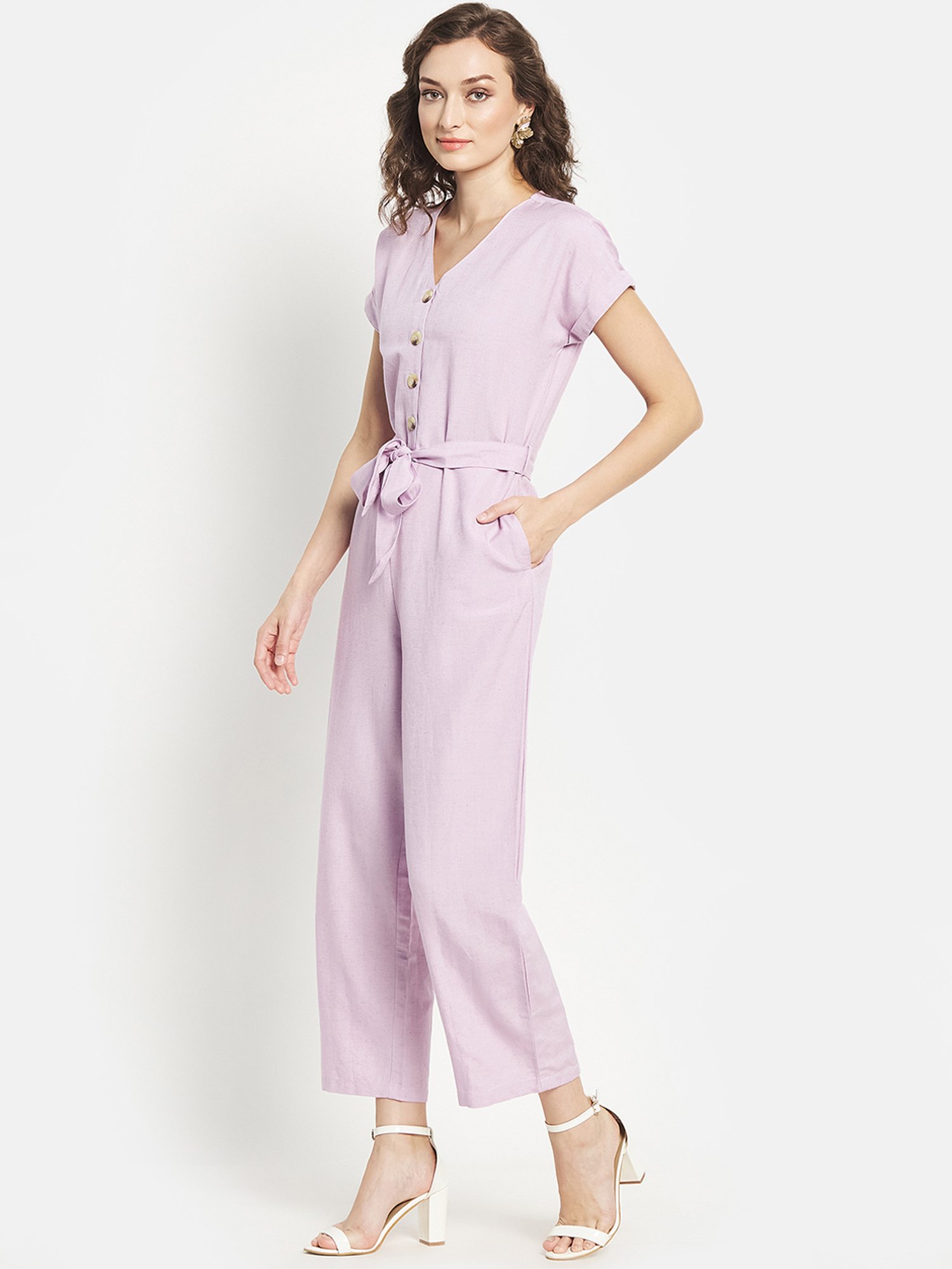 METTLE Purple Cotton Jumpsuit