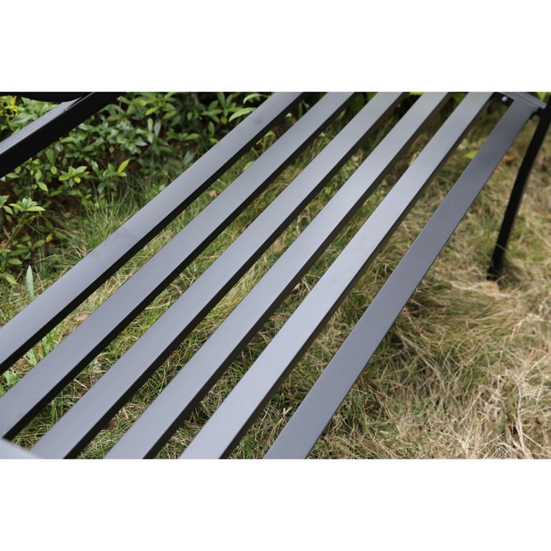 Gardenised Black Patio Garden Park Yard 50" Outdoor Steel Bench Powder Coated with Cast Iron Back