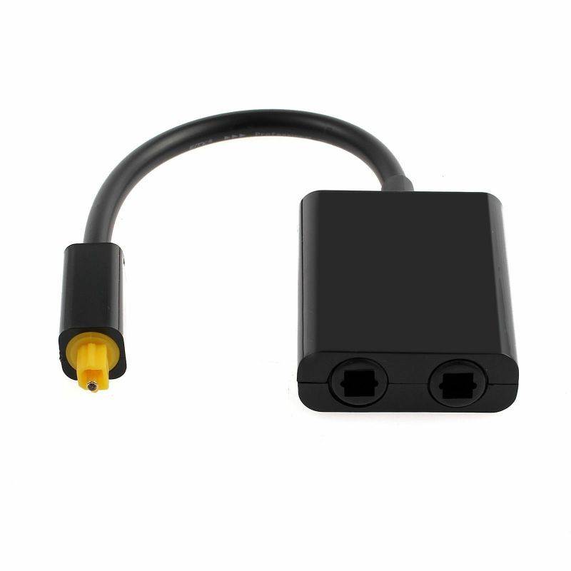 Dual Port Toslink Digital Optical Adapter Splitter Fiber Audio Cable 1 In 2 Out
