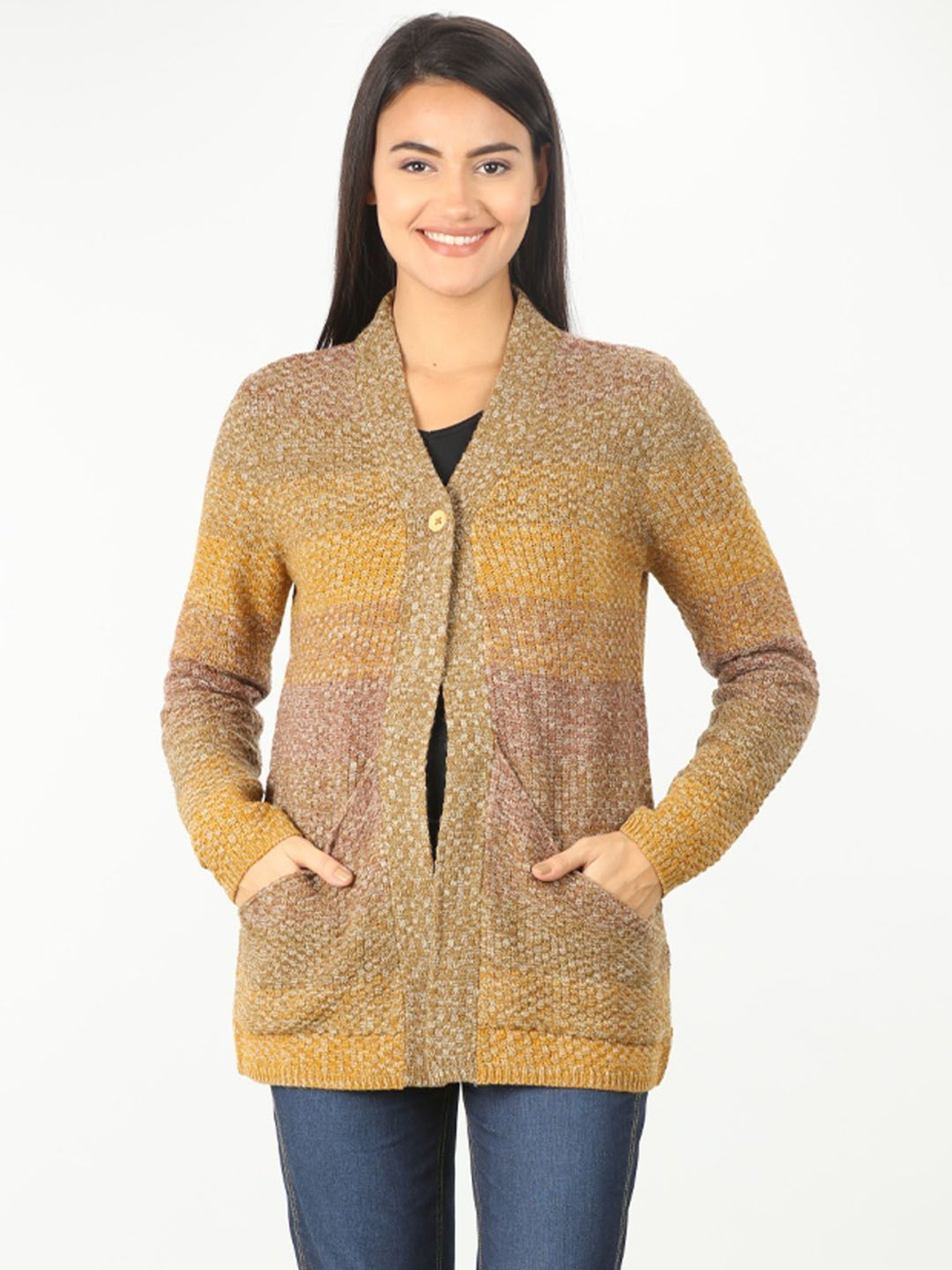Mustard Mustard & Tan Cardigan