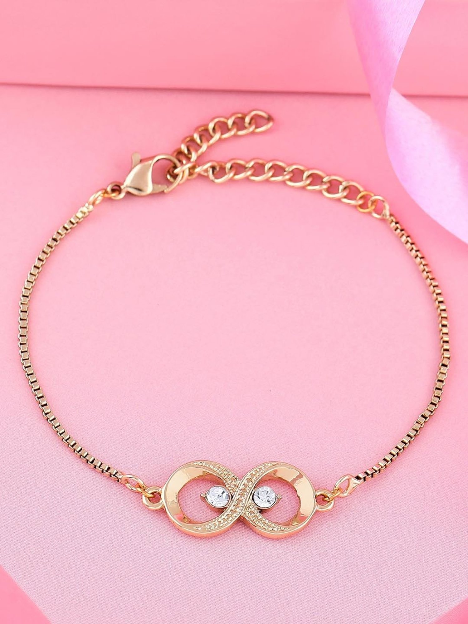 Estele Gold-Plated Eternal Knot Bracelet with Austrian Crystals for Women