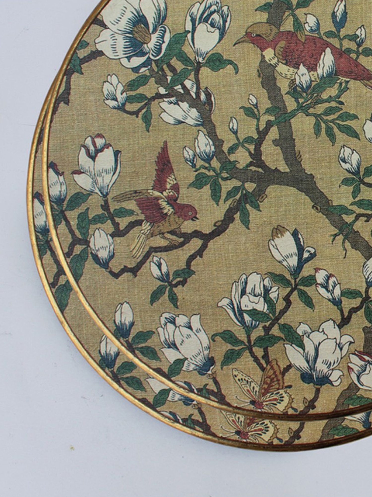 Karo Elira Printed Multicolor Wood Round Tray