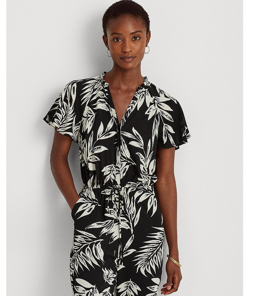 Tahari ASL Sequin Long Sleeve Crepe Jumpsuit