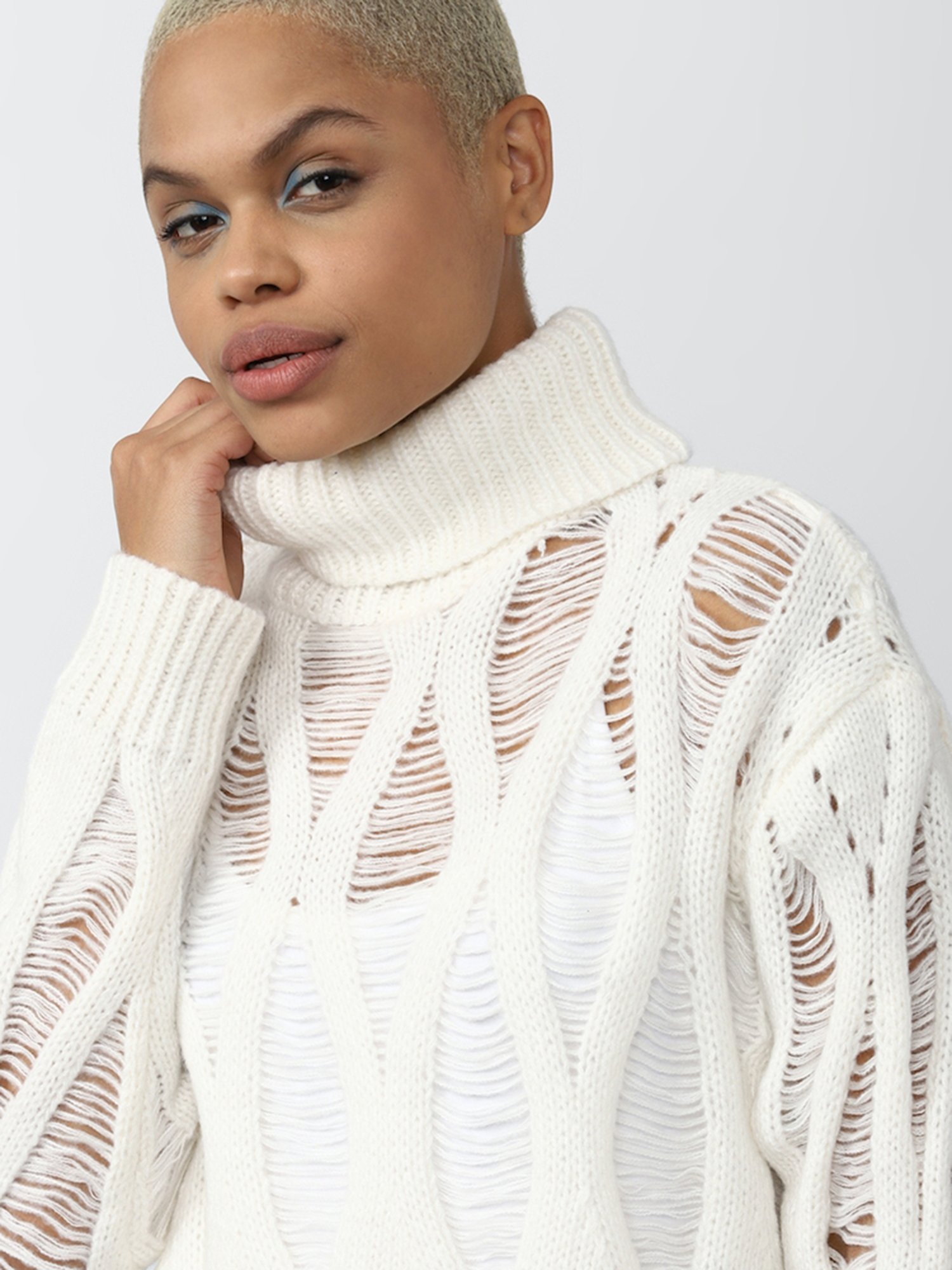 Forever 21 White Textured Sweater