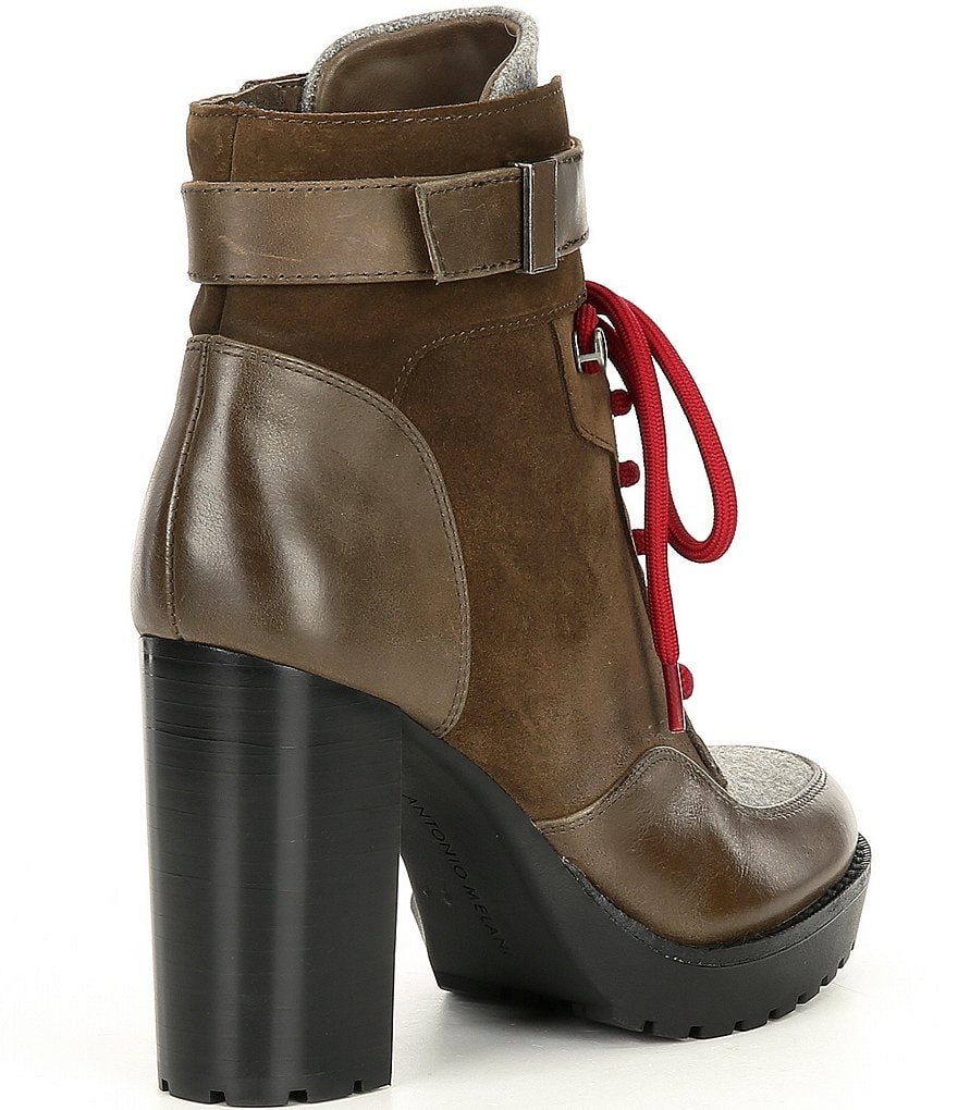 bionica Denali 2 Collection Derinda Waterproof Leather Block Heel Lug Sole Combat Booties