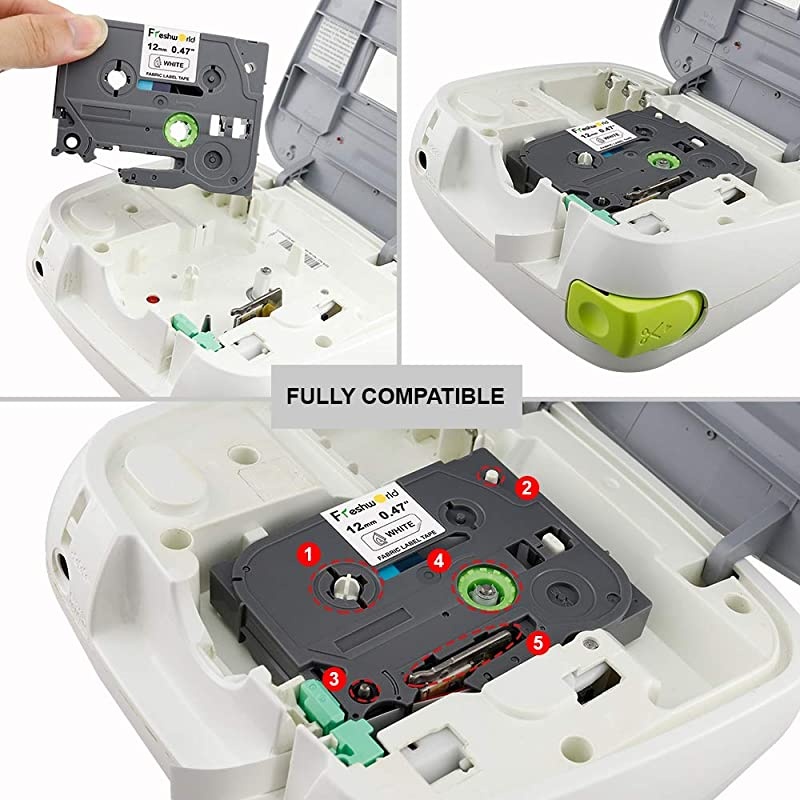 Compatible Tape Replacement for Brother P-Touch TZ 12mm 0.47Inch Fabric Iron-on Clothing Laminated Label Maker Tape TZe-FA231 TZe-FA3 TZe-FA3R,Black/Blue/Red on White,for PTD210 PTD400AD,3P