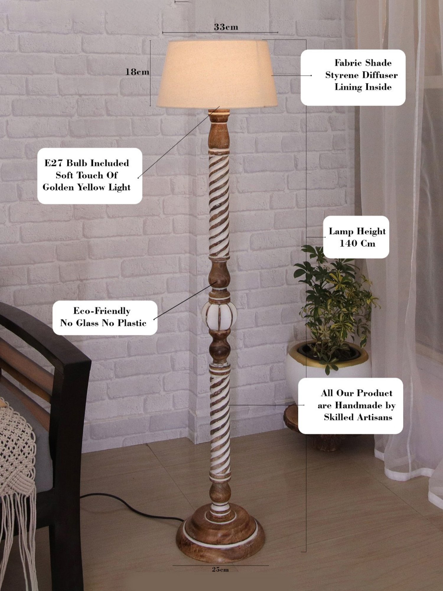 64" x 8.9" x 10.5" Smart Light Full Spectrum Floor Lamp (Includes LED Light Bulb) White - Verilux