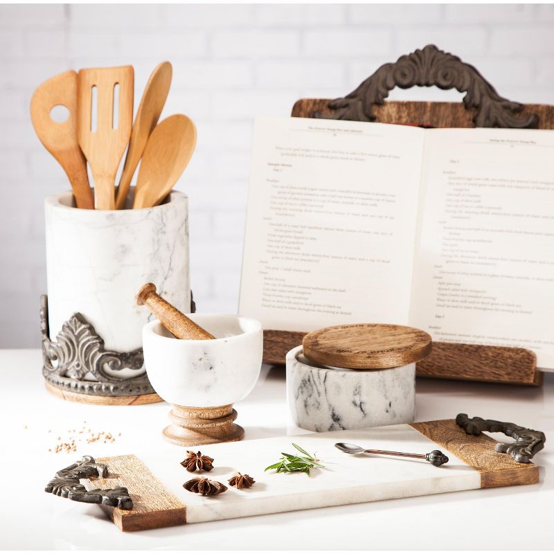 GG Collection Antiquity Collection Marble, Wood and Metal Small Cutting/Serving Board