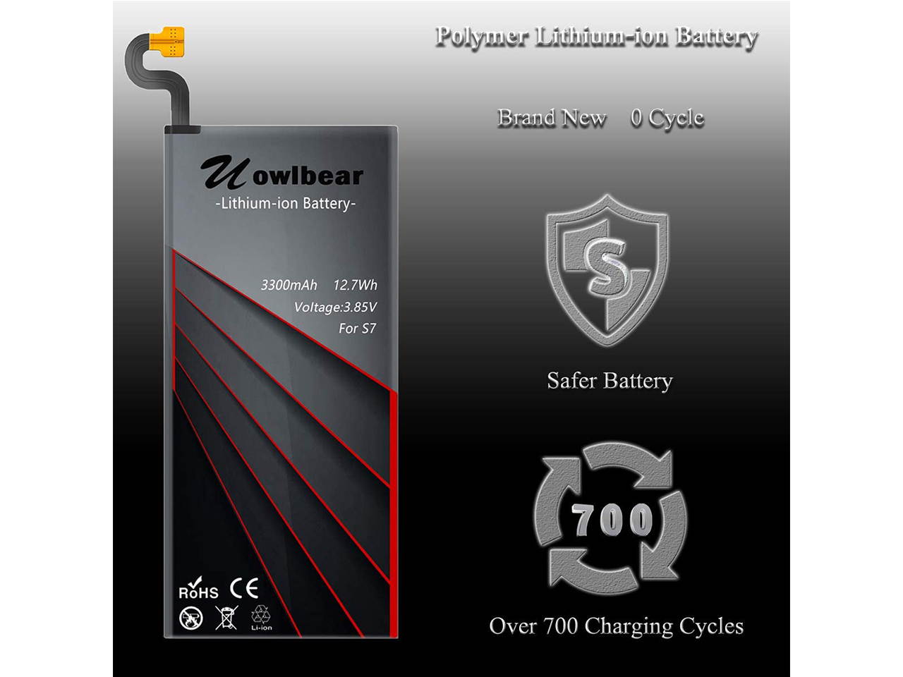 uowlbear Replacement S7 Battery for Samsung Galaxy S7 G930 G930V G930A G930T G930P with Complete Replacement Kits - 3300mAh High Capacity