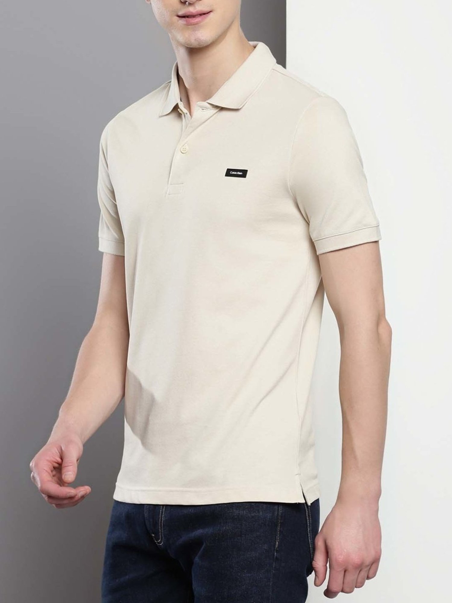 Calvin Klein Fog Cotton Slim Fit Polo T-Shirt